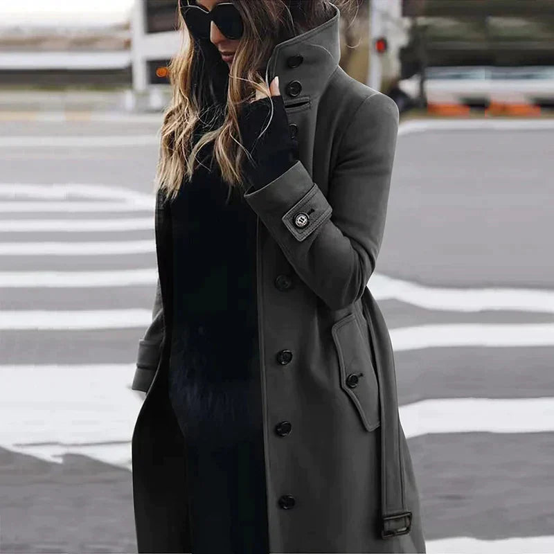 Damen Lange Warme Trench Mantel | Winter
