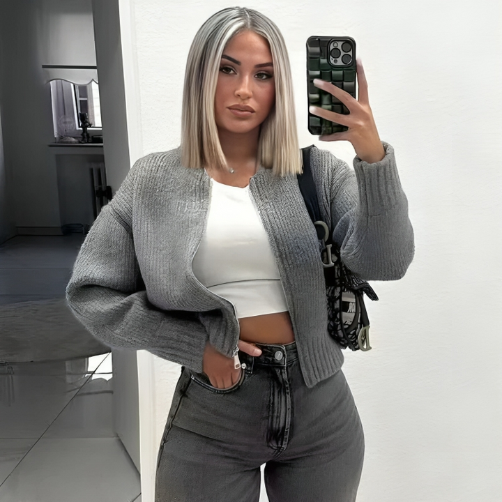 Damen Übergröße Reißverschluss Strickjacke | Strick