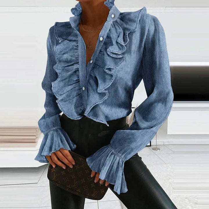Damen Gerüschte Bluse | Langarm