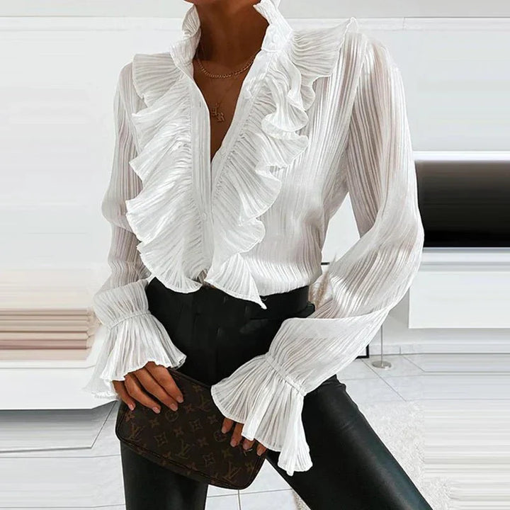 Damen Gerüschte Bluse | Langarm