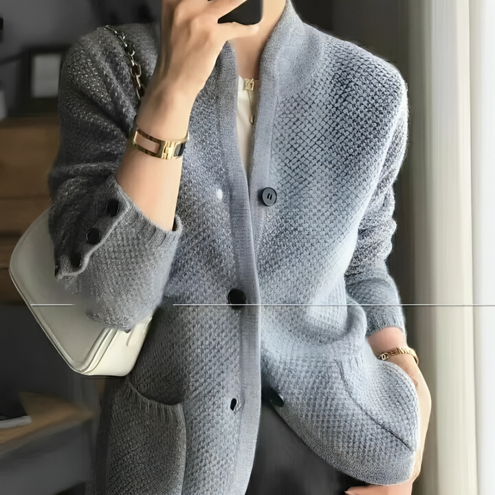 Damen Knopf Daunen Strick Warme Strickjacke | Langarm