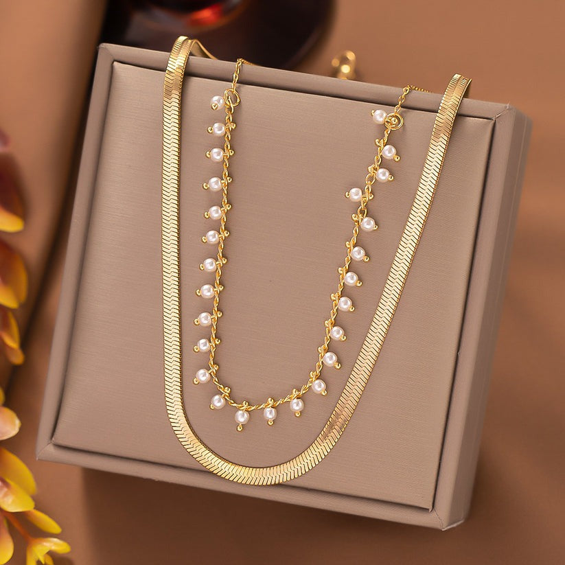 Marizanne | Luxus Schlange Choker & Perlen Schmuckset 18K Gold