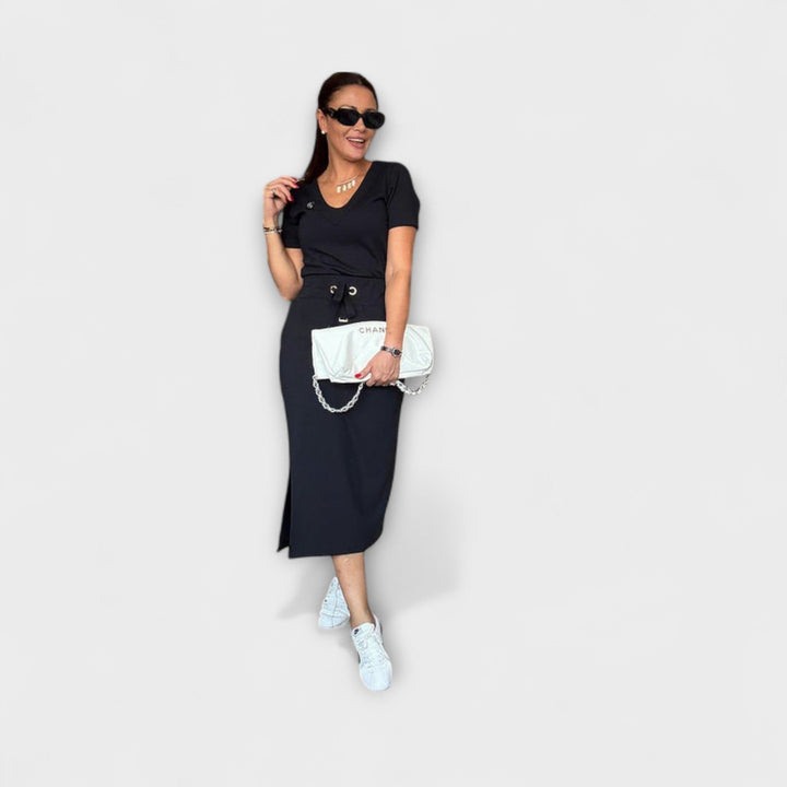 Danielle - Elegantes V-Ausschnitt Top mit Rock