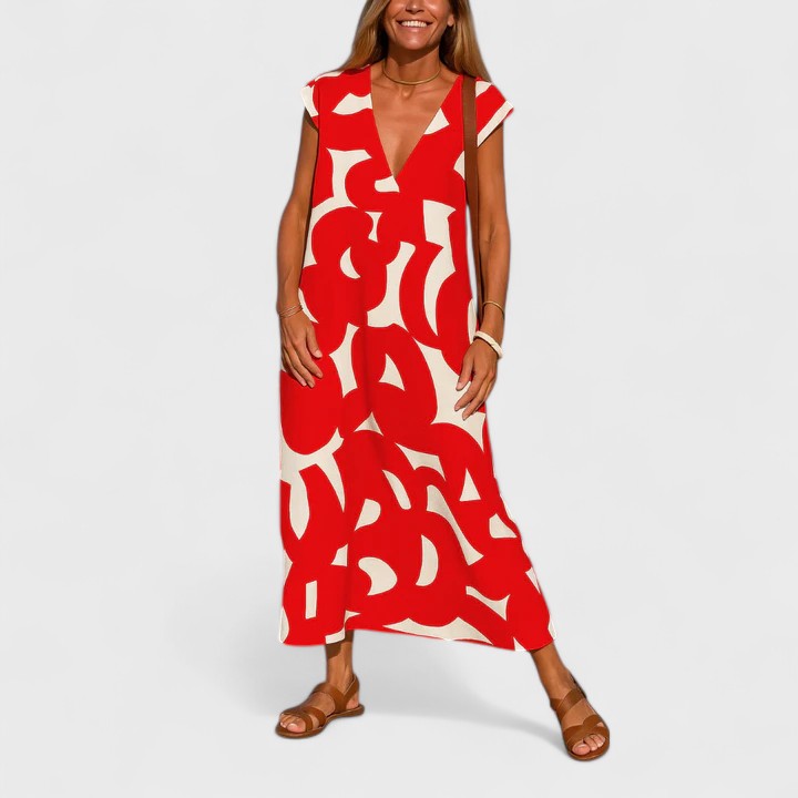 Valery™ | Fließendes V-Ausschnitt-Kleid